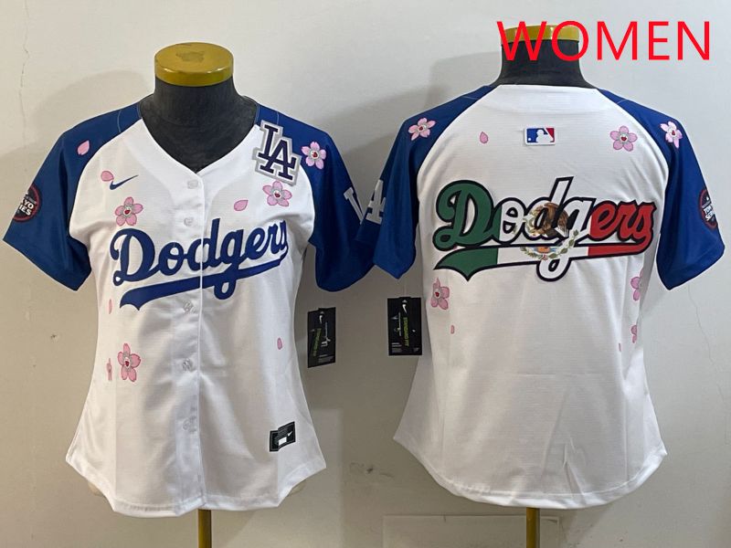 Women Los Angeles Dodgers Blank White Blue Sakura Edition 2025 Nike MLB Jersey style 10